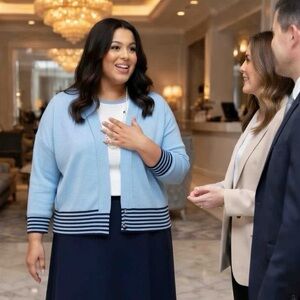 Tommy Hilfiger Blue and White Midi Dress